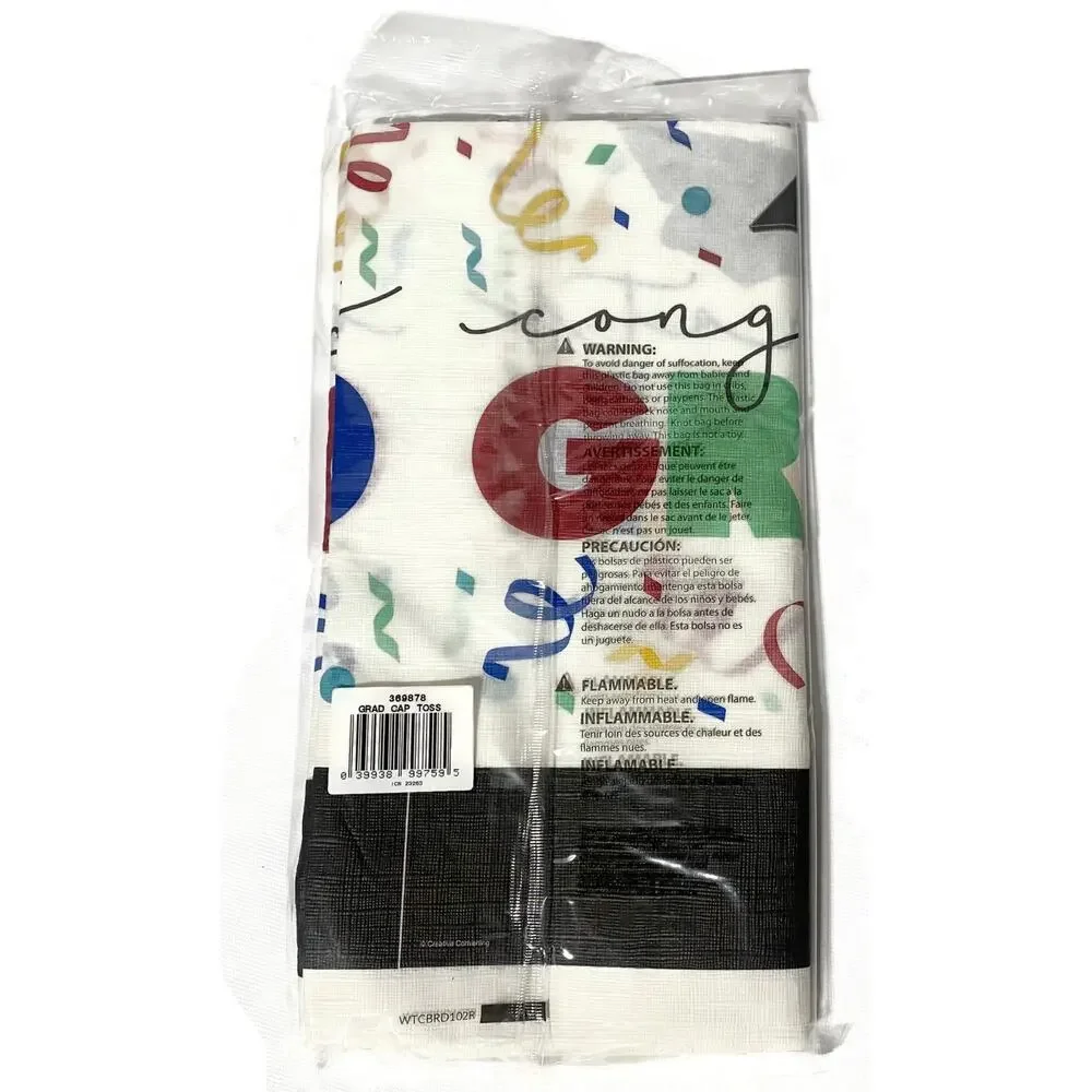 Grad Cap Toss Graduation Paper Tablecloths White 54x102 Lot of 12